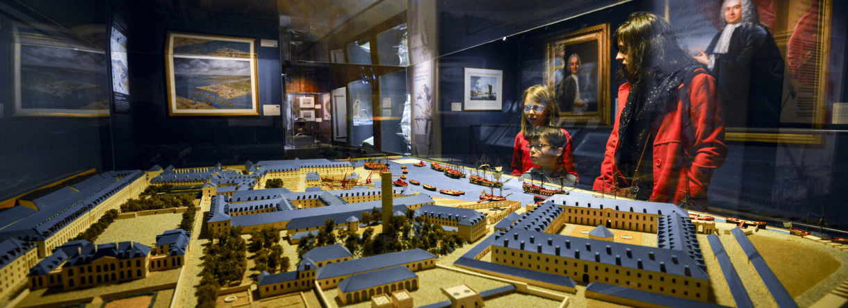 Modell der Stadt Lorient im 17. Jahrhundert im Musée de la Compagnie des Indes in Port-Louis (Morbihan, Südbretagne)