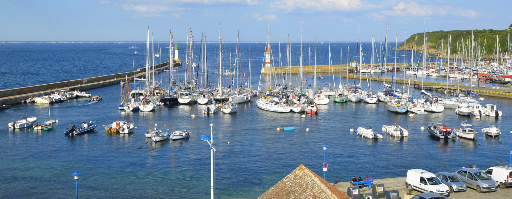 Blick auf Port-Tudy auf der Insel Groix (Morbihan, Süd-Bretagne)